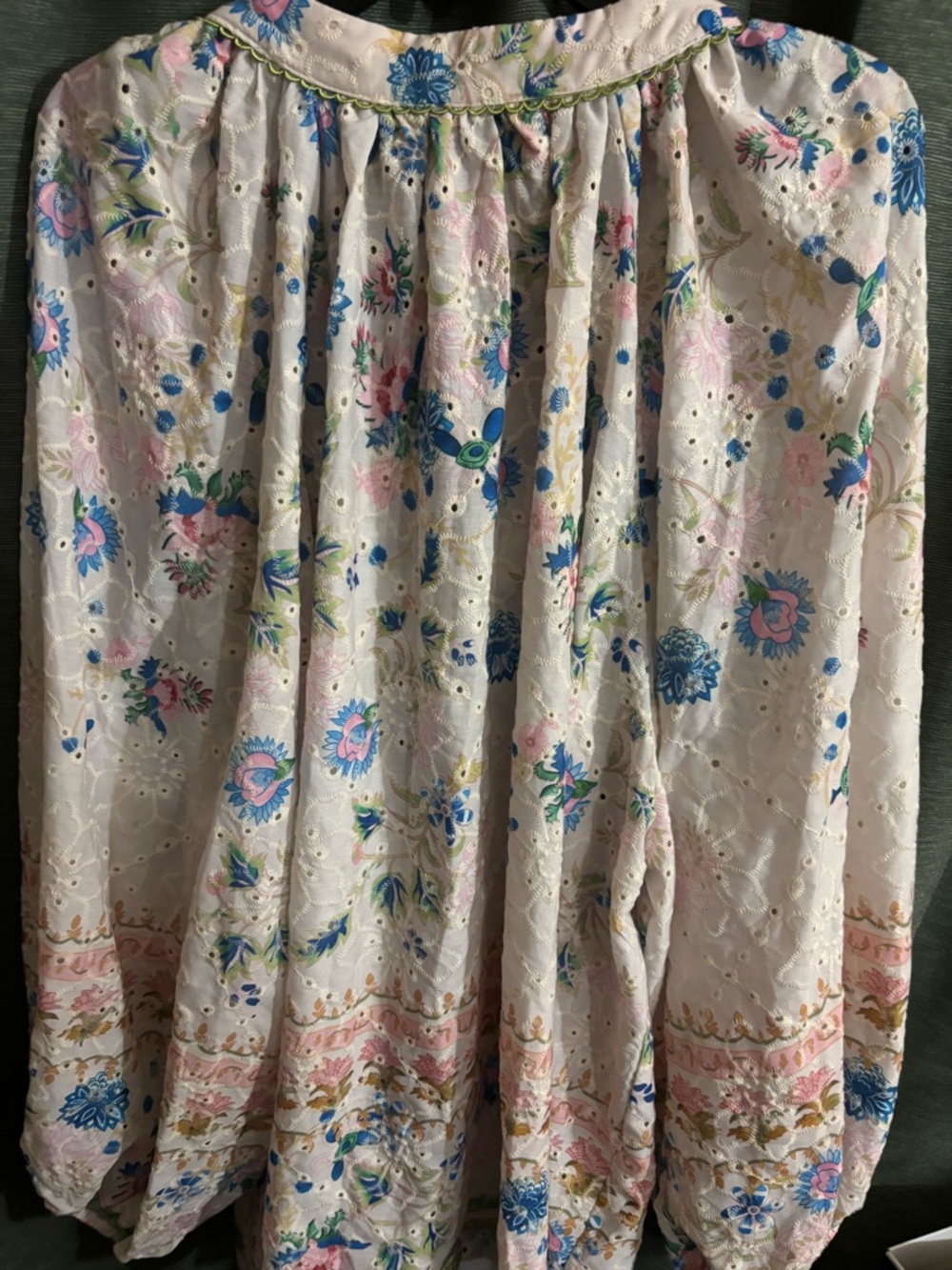 SHEIN Pastel Floral Eyelet Blouse with Green Trim - Picture 2 of 3